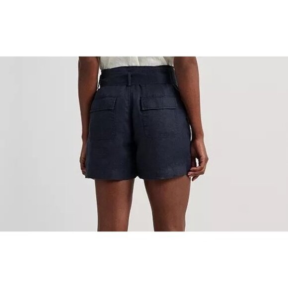Lauren Ralph Lauren Shorts LRL Belted Linen Blend Shorts Navy Blue LRL Shorts 12 - Picture 4 of 6